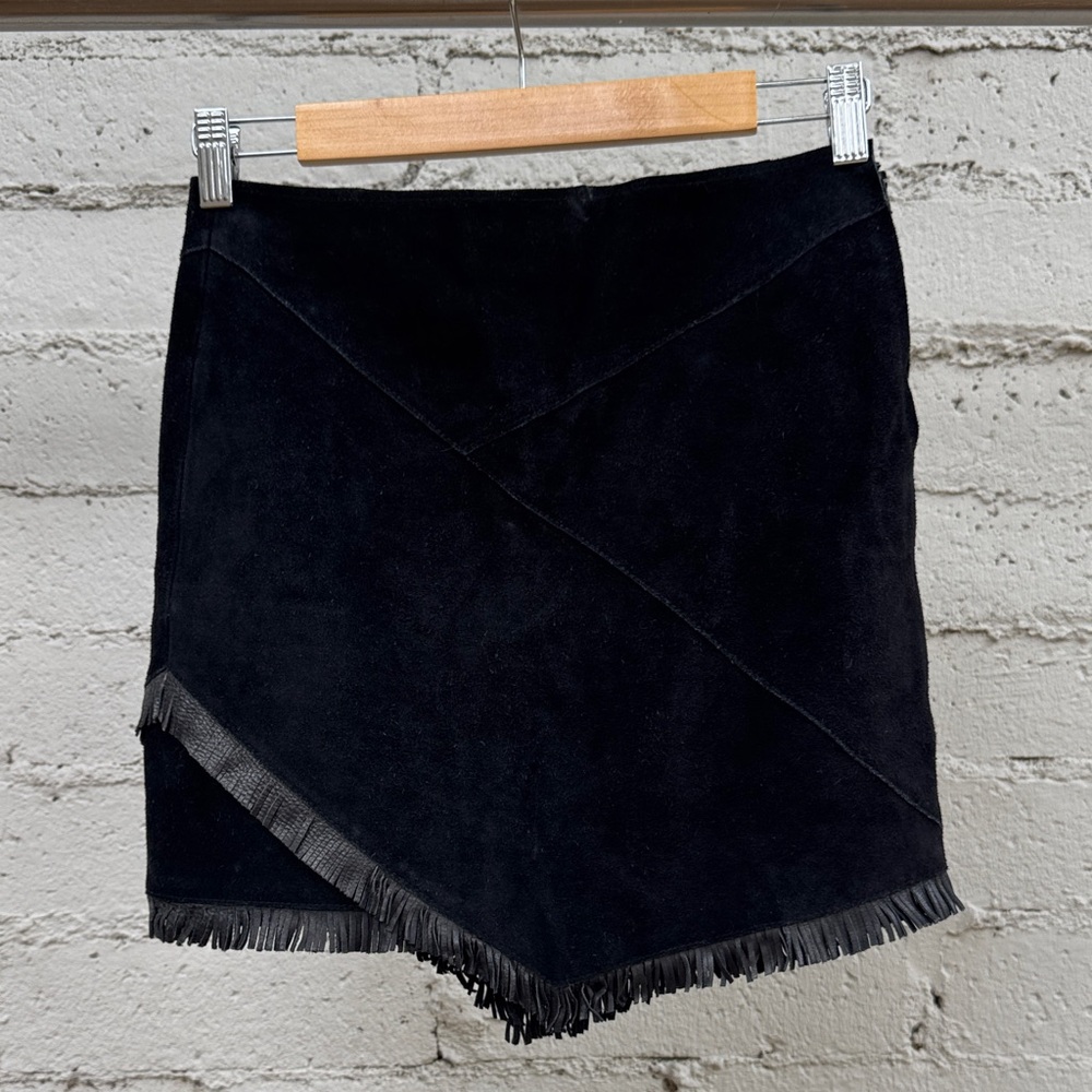 Maje Envela Black Suede Fringe Skirt Size 4 (estimated) - Picture 3 of 16